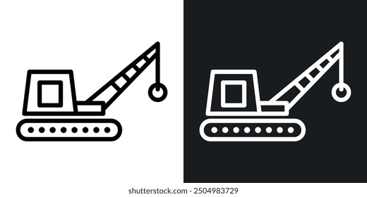 Demolition vector icon set black and white filled and outlined style.