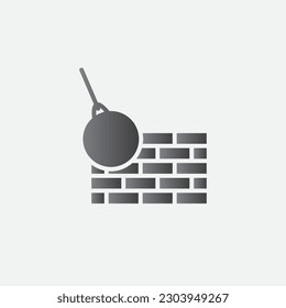 Demolition Wall Construction Icon Symbol Illustration Vector