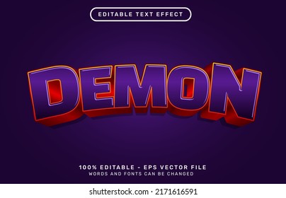 demon 3d text effect with purple color