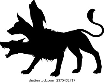 Demon beast Cerberus silhouette illustration