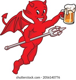un demonio con cerveza y lanza en la mano