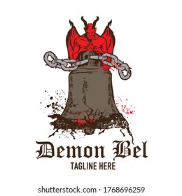 Demon and bell hand draw illustration, good for logo metal band and tshirt design also rock music recording