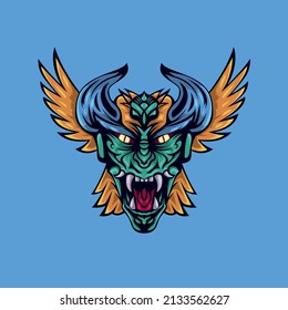 Demon and bird mask vector illustration