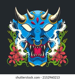 demon blue mask vector illustration