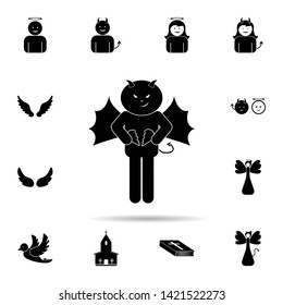 a demon with a broken heart icon. Universal set of angel and demon for website design and development, app development