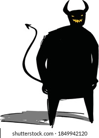 Demon cartoon evil concept vector illustration 