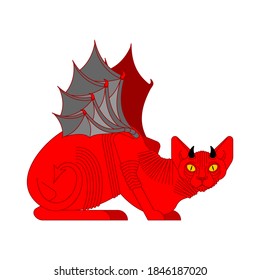 Demon cat. Red cat with devil horns. pet animal satan