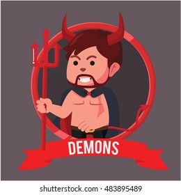 demon in circle banner