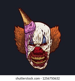 Demon clown with ice cream on his head