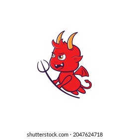 demon cute vector design, mascot character illustration design