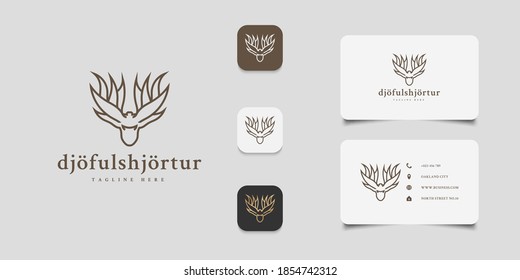 Demon deer with ten horns for your identity or business logo