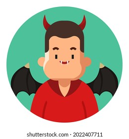 Demon or devil avatar. People avatar with circle background. Can be used as icons, user profile photos, and others. Profession and job avatar with man gender.