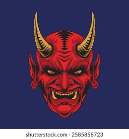 Demon devil head, isolated vector illustration