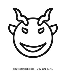Demon devil icon Black line art vector logo