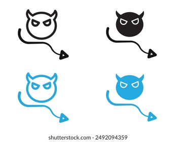 Demon devil icon black and white vector outline sign