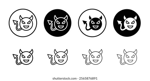 Demon devil icon Black and white outline vector