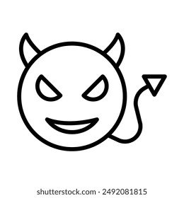 Demon devil icon linear logo mark in black and white