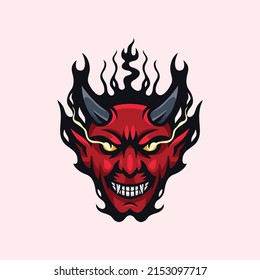 demon or devil logo illustration with black flame