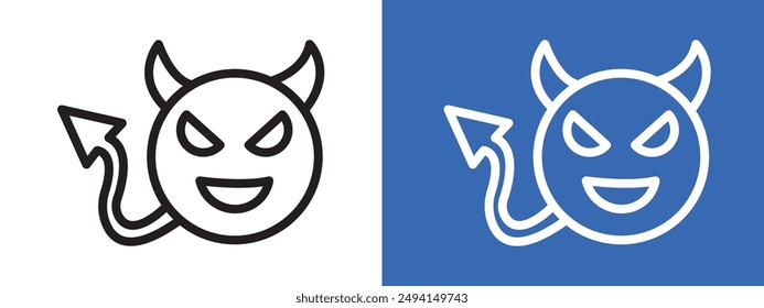 Demon devil logo sign set vector outline