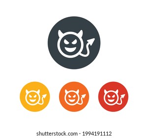 Demon devil smiling face icon with horns. Halloween symbol