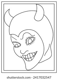 Demon drawing page in hand drawn vector design 