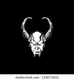 Demon or evil head black and white vector template