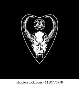 Demon or evil head with Pentagram vector template