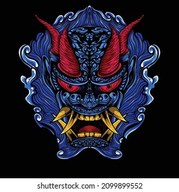 demon face artwork illustration with background