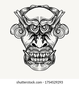 demon face artwork tattoo design