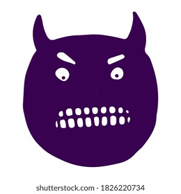 Demon face. Cartoon style. Isolated on white background. Angry emotions. Vector illustration. 