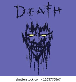 Demon face death. Genre horror. Vector illustration.