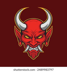 demon face with horns, mask, character, devil, evil