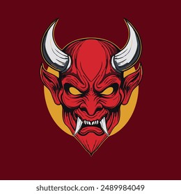 demon face with horns, mask, character, devil, evil