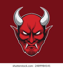 demon face with horns, mask, character, devil, evil