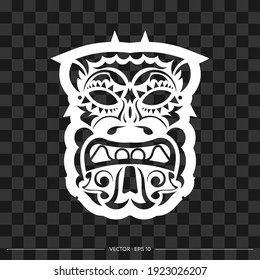Demon face made of patterns. Demon face or mask outline. Polynesian, Hawaiian or Maori patterns. For T-shirts and prints. Vector