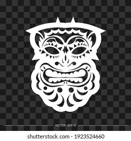 Demon face made of patterns. Demon face or mask outline. Polynesian, Hawaiian or Maori patterns. For T-shirts and prints. Vector illustration.