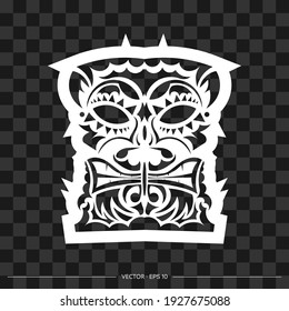 Demon face made of patterns. Demon face or mask outline. Polynesian, Hawaiian or Maori patterns. For T-shirts, prints and tattoos. Vector illustration.