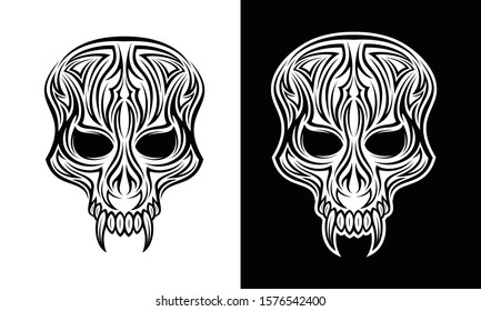 Demon Face Tribal Tattoo Design Vector
