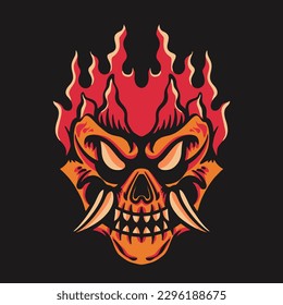 Demon Fire Retro Vector Illustration