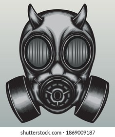 Demon gas mask. Premium vector