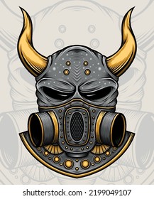 Demon with Gas Mask. Premium vector