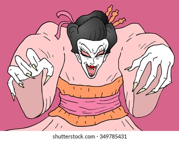 demon geisha illustration