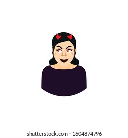 demon girl face icon vector
