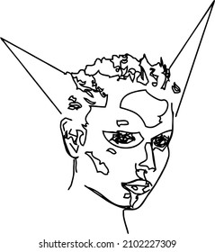 demon girl line art illustration