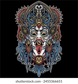 demon god with ornamental crown illustration