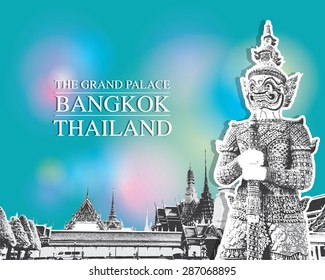 Demon Guardian Wat Phra Kaew Grand Palace Bangkok Thailand vector