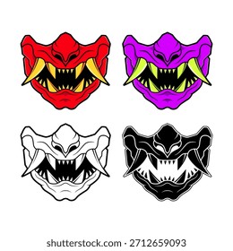 Demonio media máscara en diferente color ilustración