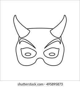 Demon halloween mask sign line symbol icon on background