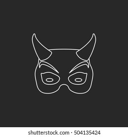 Demon halloween mask sign line symbol icon on background