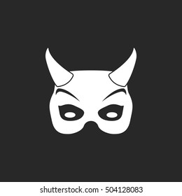 Demon halloween mask sign silhouette symbol icon on background